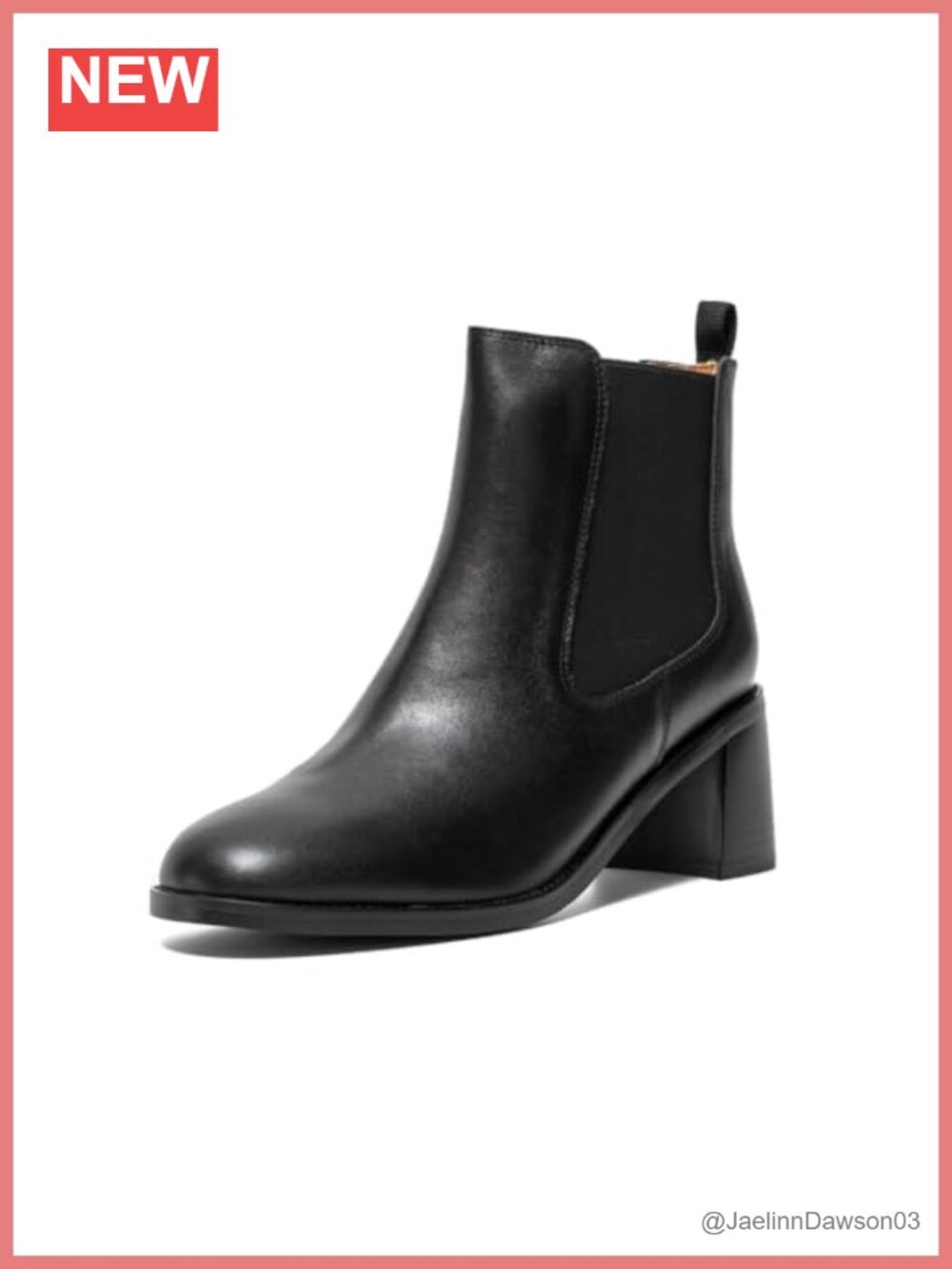 Women's Leather Chelsea Heeled Ankle Boots Slip-On Block Heel